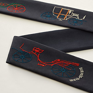 A Toute Berline ! Embroidered Long Twilly - Blue | Hermès Mainland